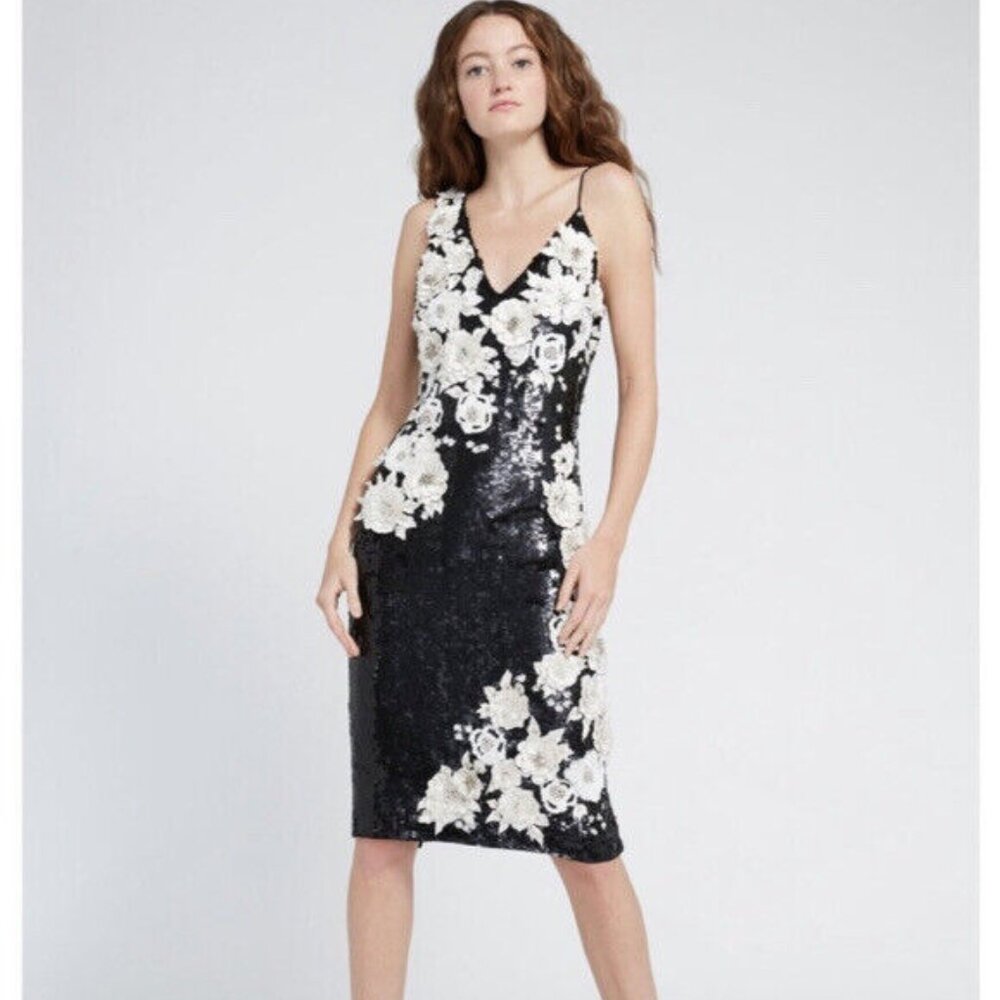 Alice + Olivia by Stacey Bendet Francie Floral‎ Embellished Sequin Dress Size 2